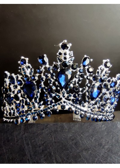 Ефектна кристална корона за официални събития в кралско синьо- Blue Dreams